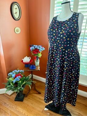 Tommy Hilfiger Semi-sheer Faux-wrap Sundress in Navy with Floral Confetti Print